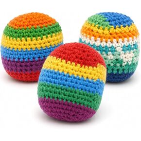 3 Pack Crochet Footbags, Random Colors Knitted Kick Sack Balls, 40g Plastic Pellet Filled Footbag Juggling Balls for Beginners, Teens & Adults, Outdoor Games & Party Favors in Saudi Arabia
