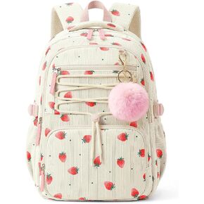 WOBAGMEN Corduroy Backpack for Kids Girls,Cute Aesthetic School Backpack with Multi-Pocket,Lightweight Bookbag Fits 15.6" Laptop,Large Capacity Casual Daypacks for Middle High School College,Blue Bow in Saudi Arabia