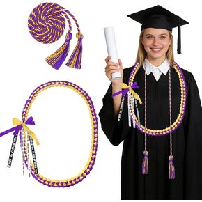 2 PCS Graduation Leis 2026 Graduation Cords Set Blue Gold Graduations Necklace and Honor Cord, Class of 2026 Grad Gifts for Women Men, Braided Ribbon Lei Grad Accessories Party Supplies in Saudi Arabia