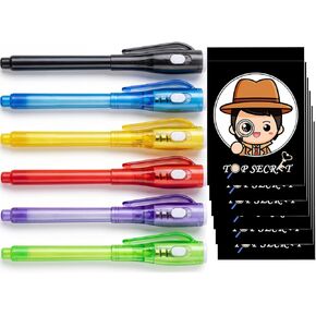 SCStyle 12 Pcs Party Favors | 6 Mini Notepads and 6 Invisible Ink Pen with UV Light Spy Pen Birthday Party, Classroom Prizes, party supplies in Saudi Arabia