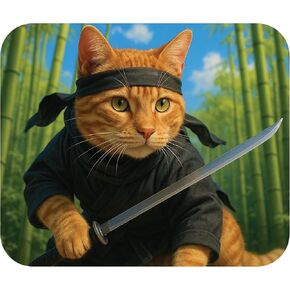 Funny Ninja Cat Kitten Theme Mouse Pad Mat Mousepad for Desk Computer Laptop PC Gaming Home or Office Gift (MP136) in Saudi Arabia