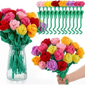 Deekin 12 Pcs Plush Rose Flowers Colorful Stuffed Flower Plush Bouquet Bendable Stems 12.5 Inch Plant Soft Roses for Graduation Wedding Marriage Holiday Women Wife Gift Decoration Supply in Kuwait