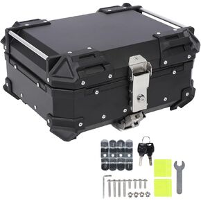 Motorcycle Top Case, 25L Motorcycle Top Box Aluminum Alloy Water Motorcycle Tail Box with Safety Lock, Universal Motorcycle Storage Trunk Rear Top Case for Helmet in Saudi Arabia