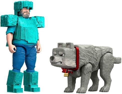 Mattel Minecraft 4 بوصة فيلم A Minecraft Steve in Diamond Armor مع أفضل وولف دينيس للرجال in Kuwait