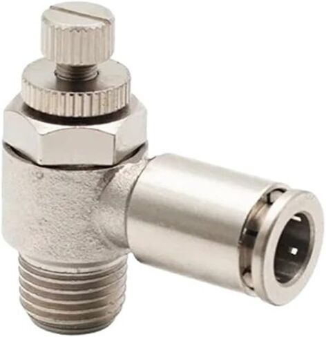 25bar 10/12mm Tube SL Copper Elbow Speed-Adjusting One-Way Flow-limiting Throttle Valve 1/2 1/4 Male Metal Pipe Connector(12mm,1/4") in Saudi Arabia