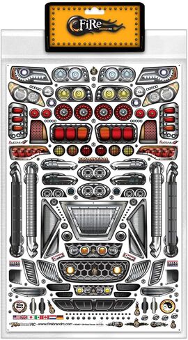 FIRE BRAND RC® Remix™ Off-Road Body RC Decals - Multi-Fit Vinyl Sheet (8.5" x 14") - Fits 1:10 Scale RC Truck or Buggy - Die-Cut for Easy Application in Saudi Arabia