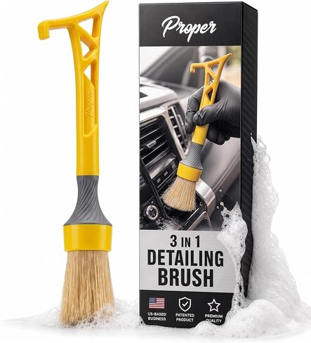 3-in-1 Boars Hair Detailing Brush, Patent Pending in House Design from Proper. Detail Automotive Interior or Exterior, get Professional Results with Proper Detail Brushes Car Detailing in Saudi Arabia