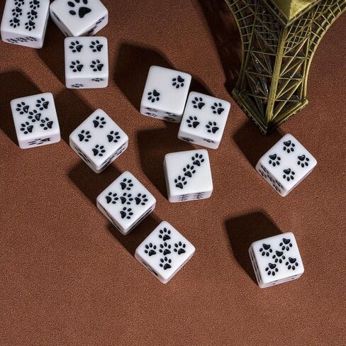 2 PCS Paw Print Dice Set, Black White Acrylic Game Dice with Animal Paw Pattern, Fun Gaming Accessory for Tabletop Games in Kuwait