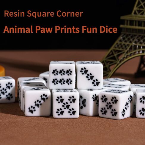2 PCS Paw Print Dice Set, Black White Acrylic Game Dice with Animal Paw Pattern, Fun Gaming Accessory for Tabletop Games in Kuwait