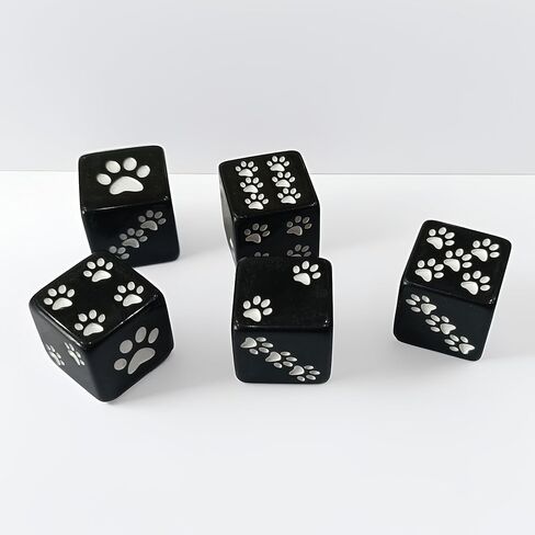2 PCS Paw Print Dice Set, Black White Acrylic Game Dice with Animal Paw Pattern, Fun Gaming Accessory for Tabletop Games in Kuwait