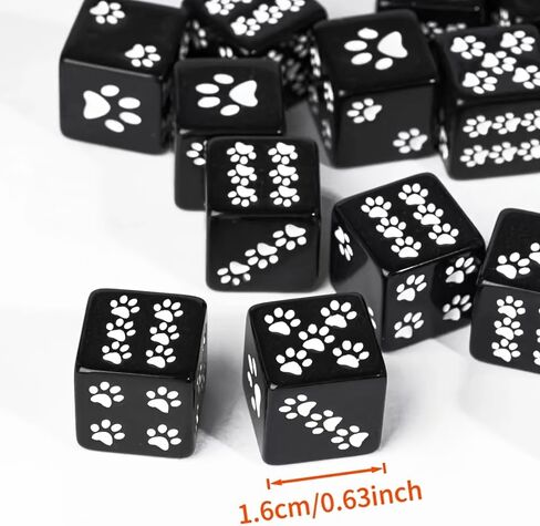 2 PCS Paw Print Dice Set, Black White Acrylic Game Dice with Animal Paw Pattern, Fun Gaming Accessory for Tabletop Games in Kuwait