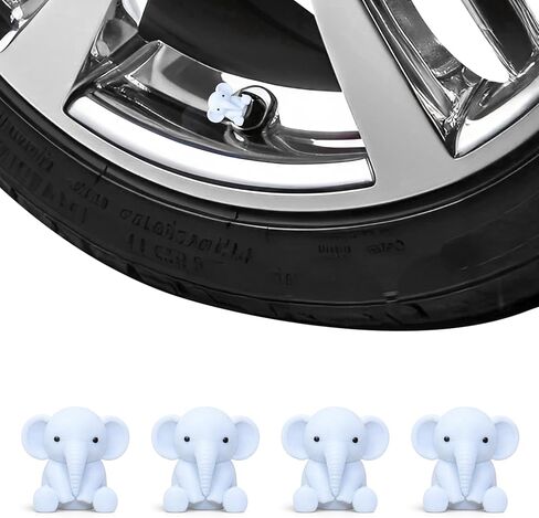 Cute Elephant Valve Stem Caps – White Tire Valve Caps for Car, Truck, SUV, Bike and Motorcycle – Animal Tire Valve Covers, Universal Fit Car Accessories, Funny Gift for Drivers (Pink) in Kuwait