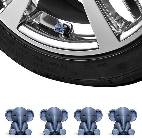 Cute Elephant Valve Stem Caps – White Tire Valve Caps for Car, Truck, SUV, Bike and Motorcycle – Animal Tire Valve Covers, Universal Fit Car Accessories, Funny Gift for Drivers (Pink) in Kuwait