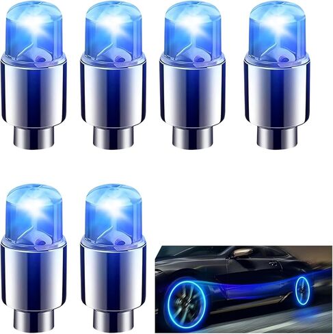 6 PCS Tire Valve Stem Cap Lights, LED Tire Flash Light, Waterproof Neon Bulb, for Car Motorcycle Bike (Multicolored) in Saudi Arabia