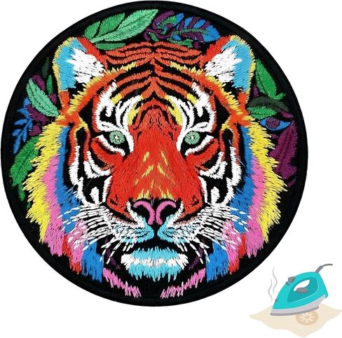 3.5" Tiger Iron On Patch - Embroidered Animal Aesthetic Tiger Iron On Sew On Patches for Holes, Clothing, Dress, Jeans, Hat, Backpacks, Clothes, Men - Nice Zoo Animals Patch in Saudi Arabia
