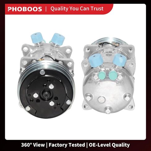 ضاغط تكييف الهواء العالمي PHOBOOS مع قابض متوافق مع طراز Sanden 508 2PK، وحزامين على شكل V، وغطاء من الألومنيوم المطلي بالكروم in Kuwait