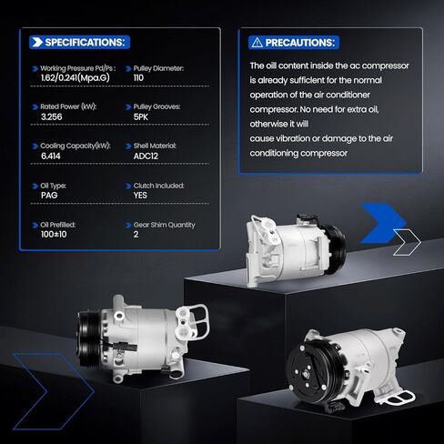 158275 Air Conditioning A/C Compressor with Clutch Compatible with Chevrolet Colorado 2017-2020, for Equinox 2018-2020, Compatible with GMC Canyon 2017-2020, for Terrain 2018-2020 in Kuwait