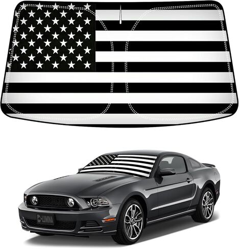 D-Lumina Front Windshield Sun Shade with USA Flag for 2010 2011 2012 2013 2014 Fo-rd Mustang Coupe, Foldable Front Window Sunshade Sun Visor for UV Rays & Sun Heat Protection Interior Accessories in Saudi Arabia