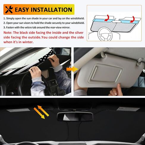 D-Lumina Front Windshield Sun Shade with USA Flag for 2010 2011 2012 2013 2014 Fo-rd Mustang Coupe, Foldable Front Window Sunshade Sun Visor for UV Rays & Sun Heat Protection Interior Accessories in Saudi Arabia