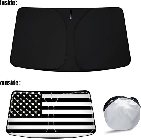 D-Lumina Front Windshield Sun Shade with USA Flag for 2010 2011 2012 2013 2014 Fo-rd Mustang Coupe, Foldable Front Window Sunshade Sun Visor for UV Rays & Sun Heat Protection Interior Accessories in Saudi Arabia