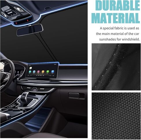 57.48"x32.68" Car Windshield Sun Shade,Foldable Sun Shade for Car Windshield with Upgraded Radium Reflective Design,Heat-Blocking Cars Suns Shades Kit with Storage Bag in Kuwait