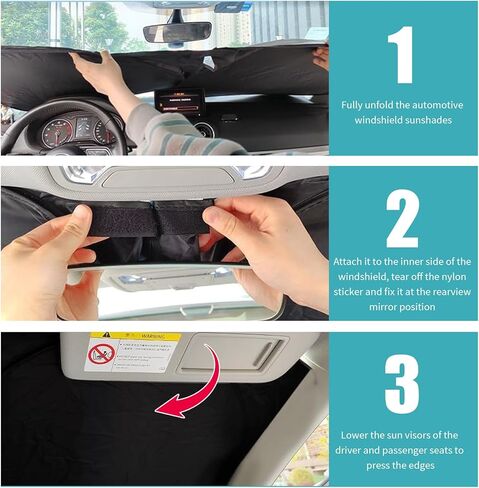 57.48"x32.68" Car Windshield Sun Shade,Foldable Sun Shade for Car Windshield with Upgraded Radium Reflective Design,Heat-Blocking Cars Suns Shades Kit with Storage Bag in Kuwait