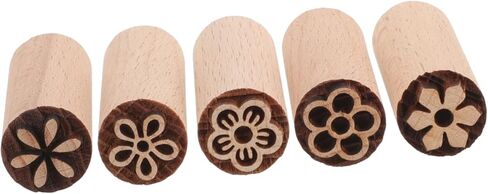 IMIKEYA 5pcs Multi-Function Planner Stamp Natural Wood Flower Stamps for Crafting Boys and Girls Activities and Pottery Projects Creative Design for Lasting Fun in Kuwait