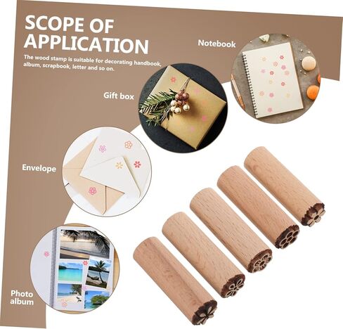 IMIKEYA 5pcs Multi-Function Planner Stamp Natural Wood Flower Stamps for Crafting Boys and Girls Activities and Pottery Projects Creative Design for Lasting Fun in Kuwait