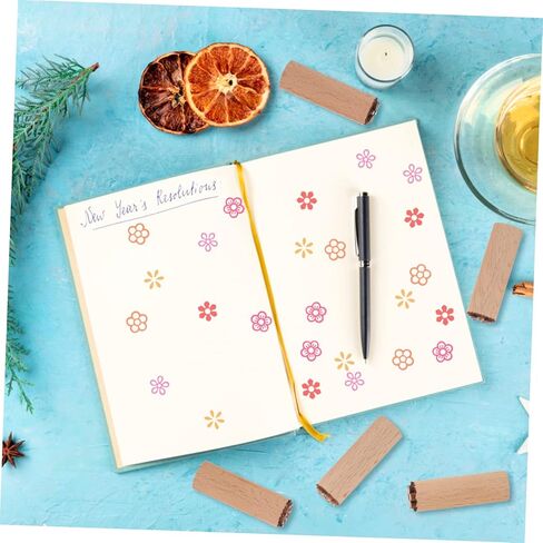 IMIKEYA 5pcs Multi-Function Planner Stamp Natural Wood Flower Stamps for Crafting Boys and Girls Activities and Pottery Projects Creative Design for Lasting Fun in Kuwait