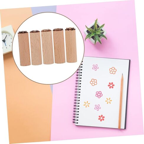 IMIKEYA 5pcs Multi-Function Planner Stamp Natural Wood Flower Stamps for Crafting Boys and Girls Activities and Pottery Projects Creative Design for Lasting Fun in Kuwait