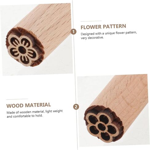 IMIKEYA 5pcs Multi-Function Planner Stamp Natural Wood Flower Stamps for Crafting Boys and Girls Activities and Pottery Projects Creative Design for Lasting Fun in Kuwait