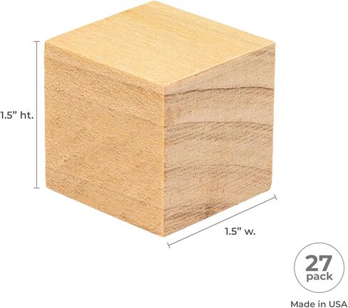 Wood Cubes 1.5 Inch – Unfinished Natural Hardwood Wooden Blocks for Woodworking, Prototyping, Shop Projects & Craft Applications (27 Pack) in Saudi Arabia