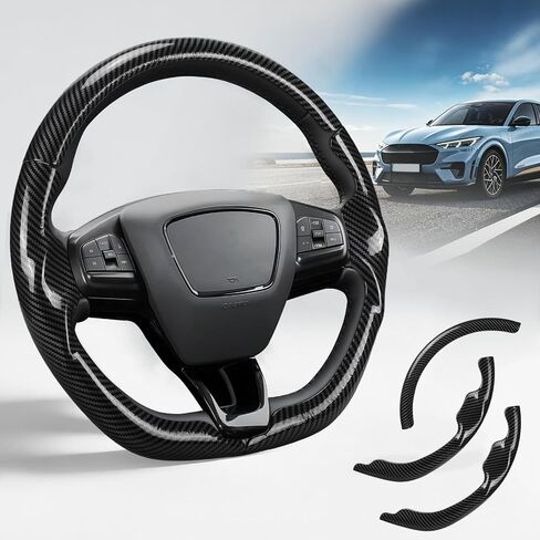Steering Wheel Cover for Ford Mustang Mach-E 2021-2026, 3-Piece Leather Steering Wheel Accessories Custom Fit for Ford Mach-E (Black Hole) in Saudi Arabia