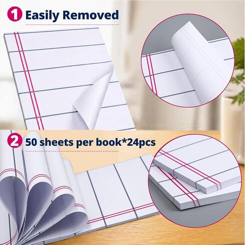 Eaasty 3 Pack Lined Note Pads 4x6 Inch, Self-Adhesive Lined Sticky Notes for Office, Study, Home Desk Organization and to-do Lists, 50 Sheets Per Pad in Kuwait
