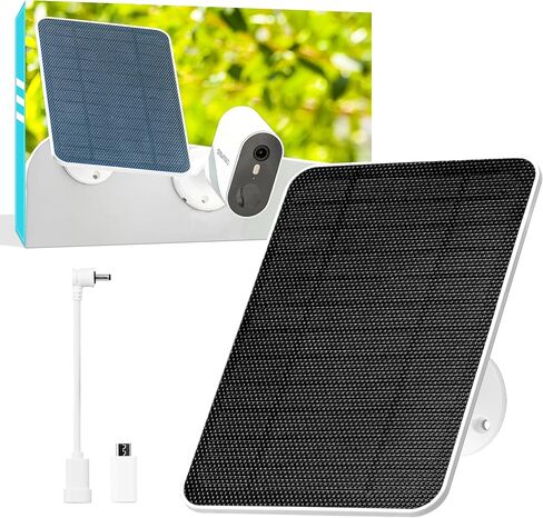 Sovmiku 5W 5V Solar Panel for Security Cameras, 23% Energy Conversion Rate,9.8Ft Cable, Type-C & Micro-USB inteface Compatible,Weather Resistant, 360° Adjustable Bracket, Continuous Power Supply in Saudi Arabia