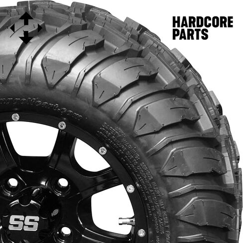 Hardcore Parts 6" Drop Axle Lift Kit for EZGO TXT/PDS (2001.5-2008) Gas Golf Cart with 12" Black 'Night Stalker' Wheels and 22"x11"-12" DOT rated Mud-Terrain/All-Terrain tires in Saudi Arabia