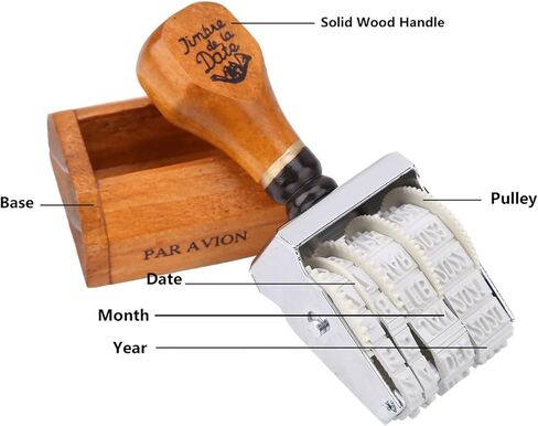 Roller Date Stamp, Wooden Date Stamper Retro Roller Number Stamp Vintage Stamper for DIY Craft Card Making Planner Scrapbooking in Saudi Arabia