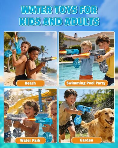 Electric Water Gun for Kids & Adults, Automatic Squirt Gun with LED Lights, High Capacity Water Tank, Rechargeable/Powerful Continuous Firing Water Blaster for Summer Pool Beach Outdoor Toys in Saudi Arabia
