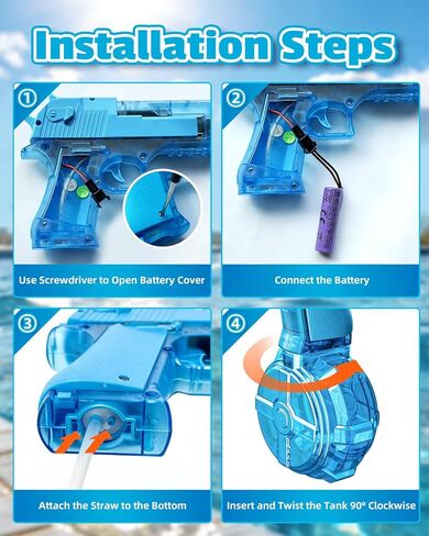 Electric Water Gun for Kids & Adults, Automatic Squirt Gun with LED Lights, High Capacity Water Tank, Rechargeable/Powerful Continuous Firing Water Blaster for Summer Pool Beach Outdoor Toys in Saudi Arabia