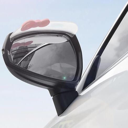 2Pcs 18.5 x 7.5cm Car Side Mirror Rain Cover, PVC Car Rearview Mirror Rain Eyebrow, Cartoon Cute Streamline Mirror Rain Visor Eyebrow with Pink Bow for Cars and Others in Kuwait