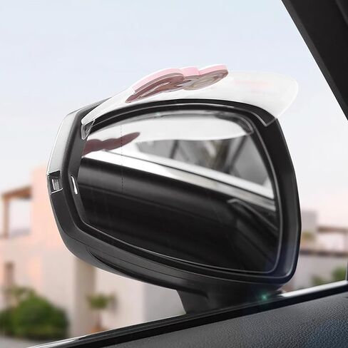 2Pcs 18.5 x 7.5cm Car Side Mirror Rain Cover, PVC Car Rearview Mirror Rain Eyebrow, Cartoon Cute Streamline Mirror Rain Visor Eyebrow with Pink Bow for Cars and Others in Kuwait
