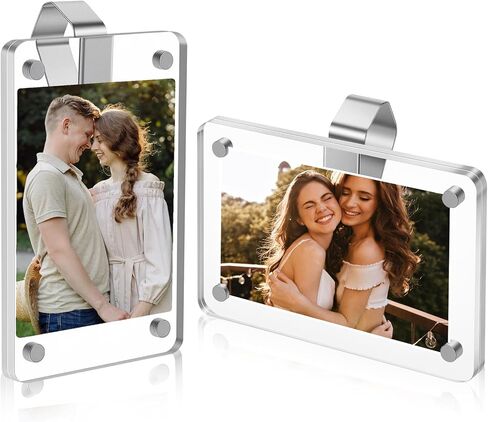 2 Pcs Car Photo Clip, Picture Holder for Car Visor - Magnetic 2.4"x3.5" Clear Acrylic Car-Visor Picture Frame for Horizontal & Vertical Photo Display in Kuwait