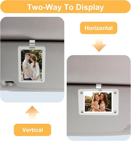 2 Pcs Car Photo Clip, Picture Holder for Car Visor - Magnetic 2.4"x3.5" Clear Acrylic Car-Visor Picture Frame for Horizontal & Vertical Photo Display in Kuwait