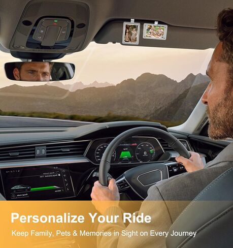 2 Pcs Car Photo Clip, Picture Holder for Car Visor - Magnetic 2.4"x3.5" Clear Acrylic Car-Visor Picture Frame for Horizontal & Vertical Photo Display in Kuwait