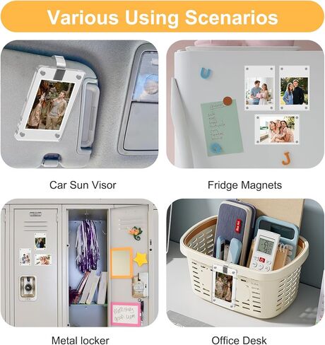 2 Pcs Car Photo Clip, Picture Holder for Car Visor - Magnetic 2.4"x3.5" Clear Acrylic Car-Visor Picture Frame for Horizontal & Vertical Photo Display in Kuwait