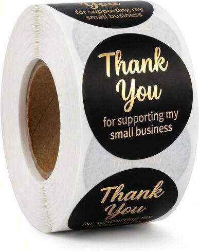 500pcs Thank You for Supporting My Small Business Stickers – 1.5 Inch Black and Gold Foil Round Labels – 4 Fonts – Waterproof Self-Adhesive Seals for Packaging, Envelopes, Boxes, Orders & Gift Bags in Saudi Arabia
