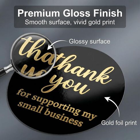500pcs Thank You for Supporting My Small Business Stickers – 1.5 Inch Black and Gold Foil Round Labels – 4 Fonts – Waterproof Self-Adhesive Seals for Packaging, Envelopes, Boxes, Orders & Gift Bags in Saudi Arabia