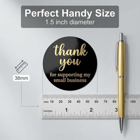 500pcs Thank You for Supporting My Small Business Stickers – 1.5 Inch Black and Gold Foil Round Labels – 4 Fonts – Waterproof Self-Adhesive Seals for Packaging, Envelopes, Boxes, Orders & Gift Bags in Saudi Arabia
