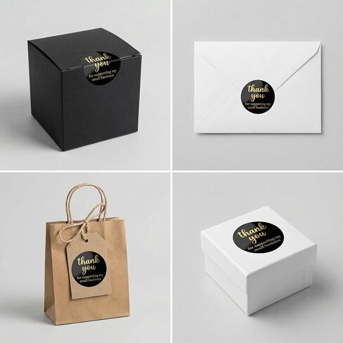 500pcs Thank You for Supporting My Small Business Stickers – 1.5 Inch Black and Gold Foil Round Labels – 4 Fonts – Waterproof Self-Adhesive Seals for Packaging, Envelopes, Boxes, Orders & Gift Bags in Saudi Arabia