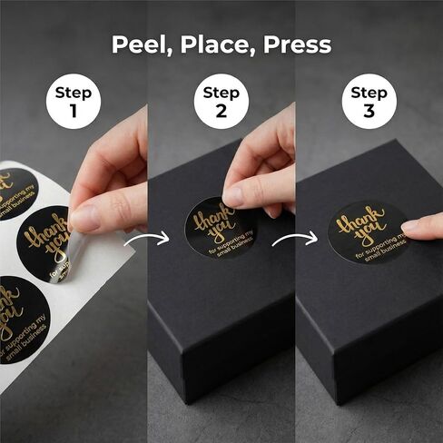 500pcs Thank You for Supporting My Small Business Stickers – 1.5 Inch Black and Gold Foil Round Labels – 4 Fonts – Waterproof Self-Adhesive Seals for Packaging, Envelopes, Boxes, Orders & Gift Bags in Saudi Arabia